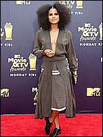 Zazie Beetz deep cleavage at 2018 MTV Movie & TV awards